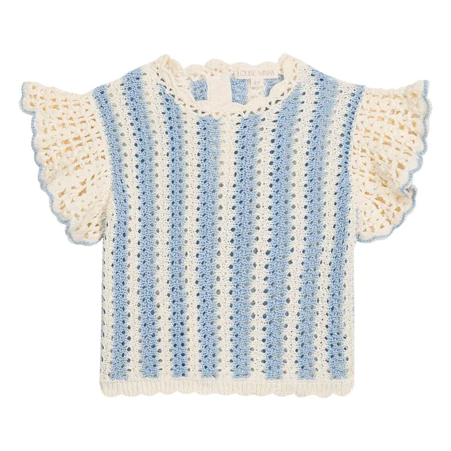 Lyse Striped Mesh T-shirt | Blue