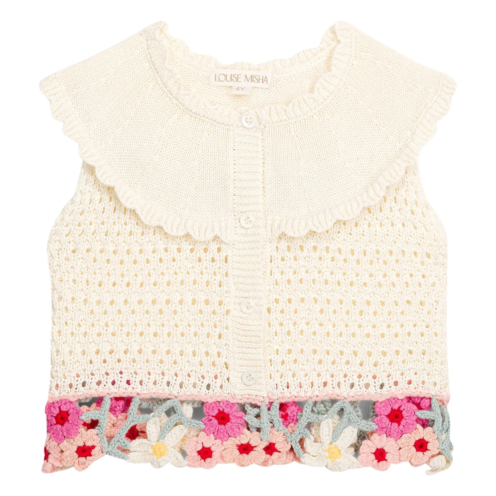 Louise Misha Cream Elea Maille Embroidered Top