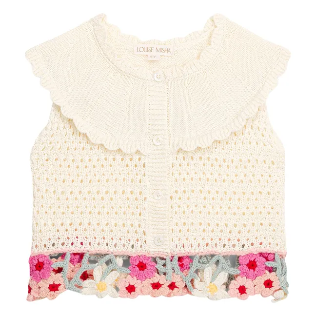 Elea Maille Embroidered Top | Cream
