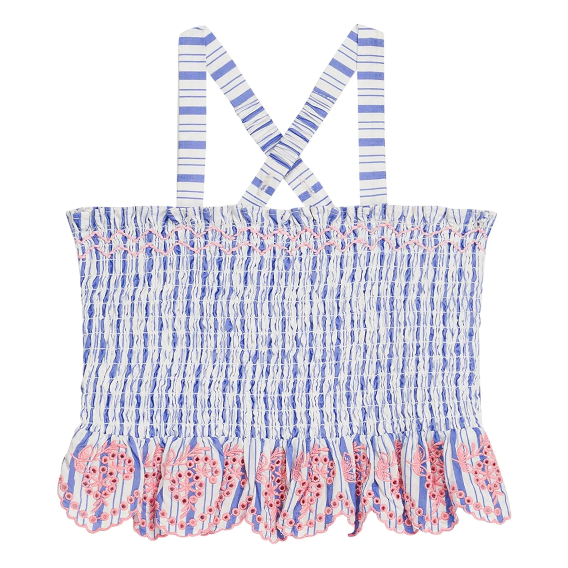 Louise Misha Cream Florentina Popeline Organic Cotton Gathered Top