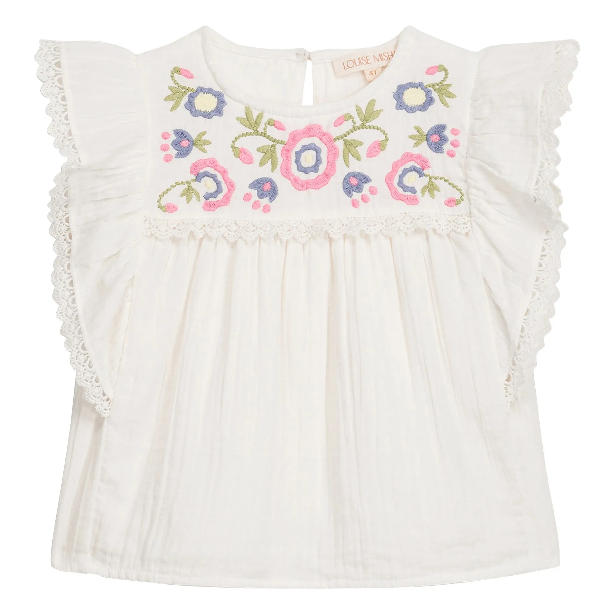 Louise Misha White Malya Organic Cotton Ruffled Blouse
