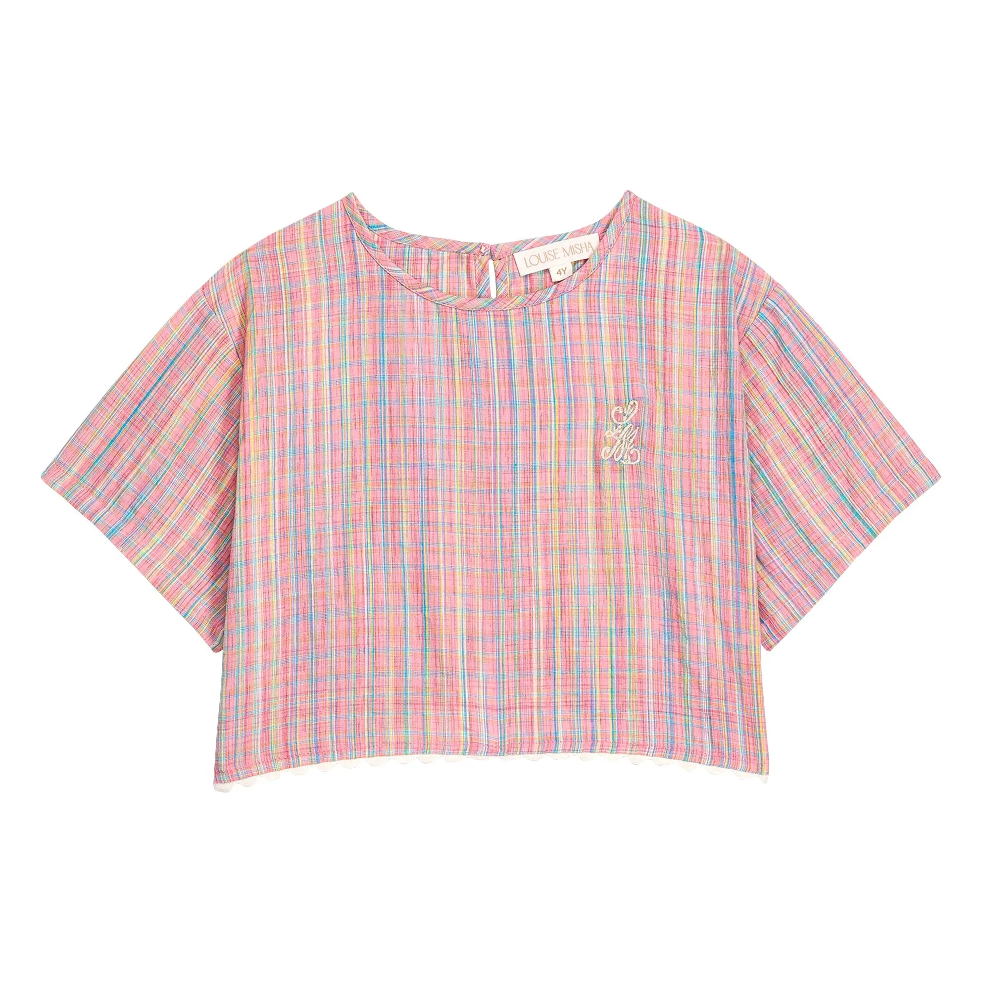 Louise Misha Pink Kalistée Carreaux Blouse