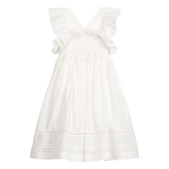 Vestido bordado de algodón ecológico Anaya | Blanco