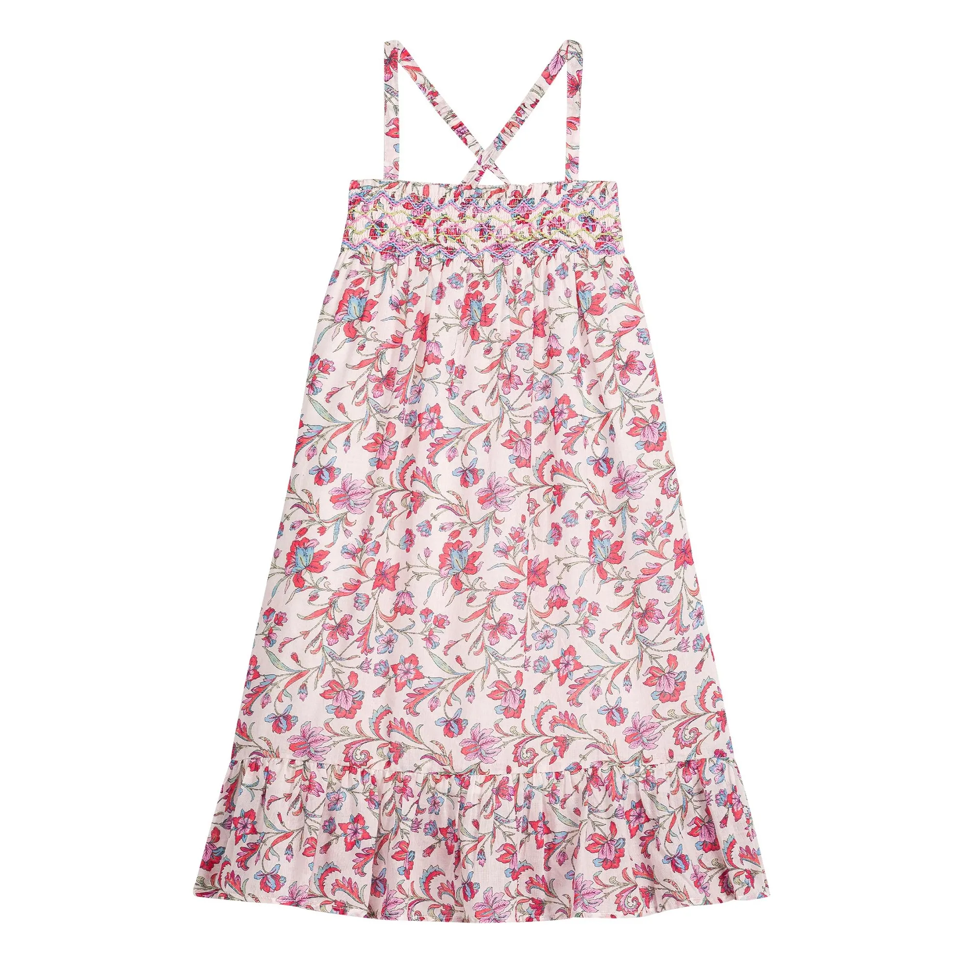 Louise Misha Pink Marceline Fleurie Organic Cotton Strapless Dress