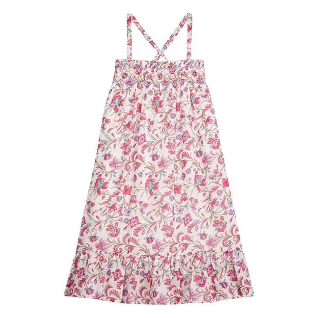 Robe Bretelles Marceline Fleurie Coton Bio | Crème