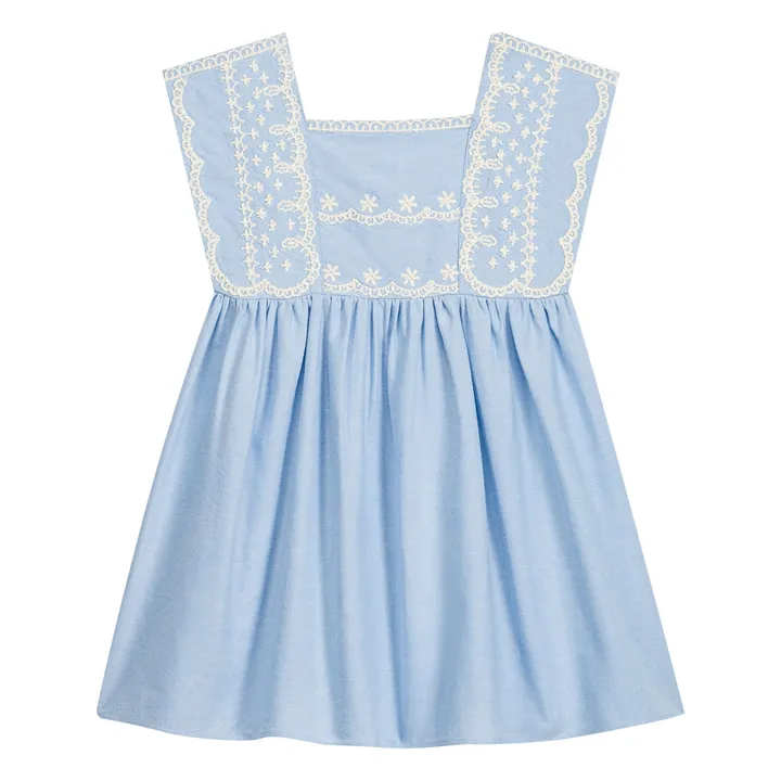 Briska Organic Cotton Embroidered Dress | Light blue- Product image n°0