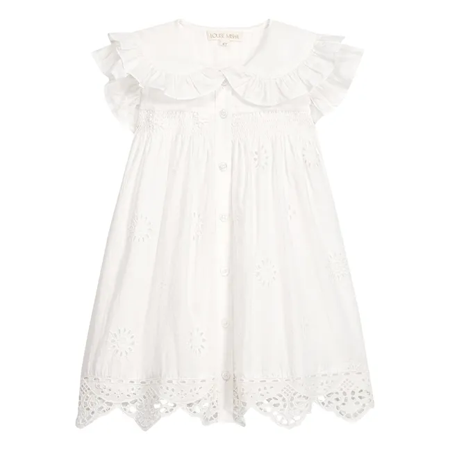 Robe Brodée Mia Coton Bio | Blanc
