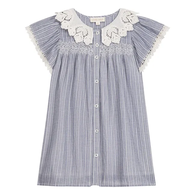 Arlina Striped Organic Cotton Dress | Blue