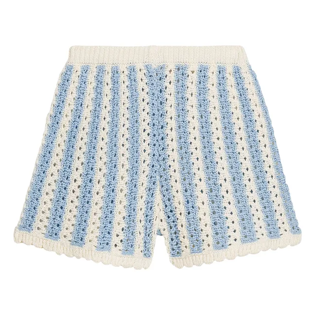 Mekylane Striped Mesh Openwork Shorts | Blue