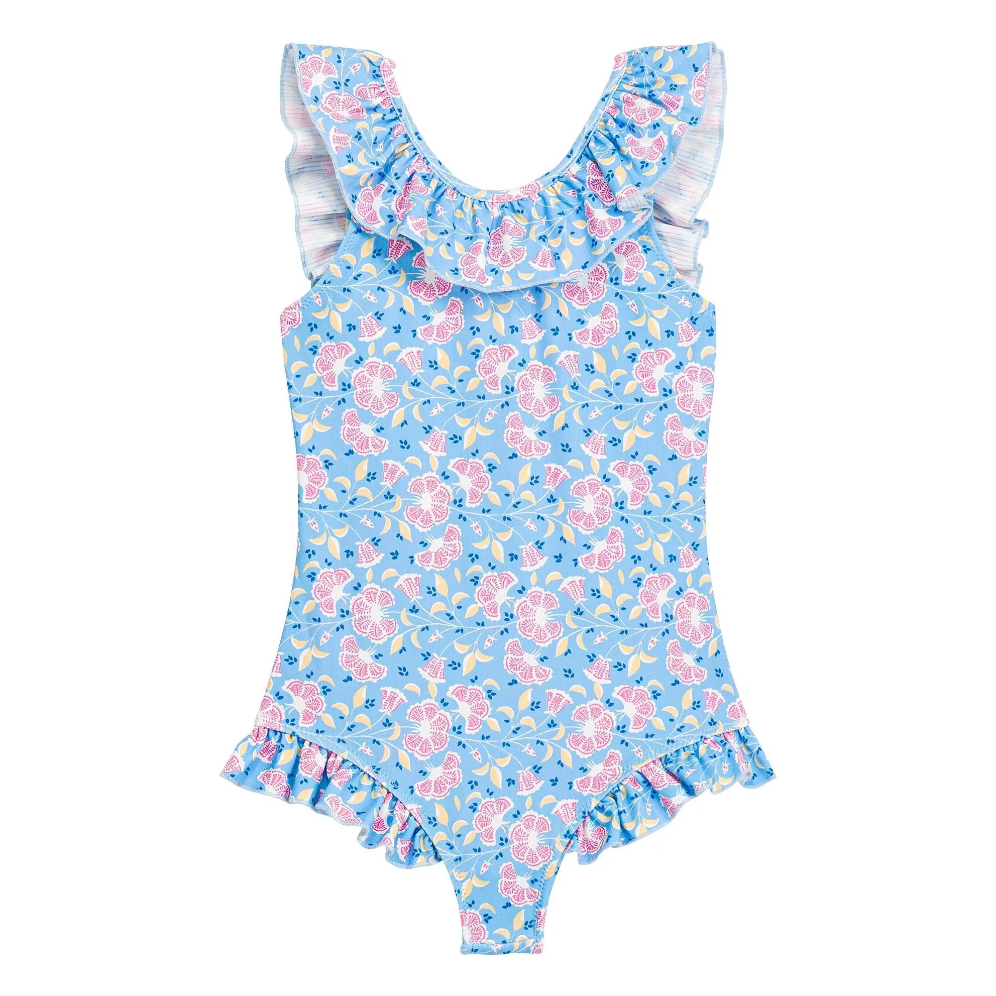 Louise Misha Blue Andrea Fleuri Ruffle Swimsuit Recycled Fibers