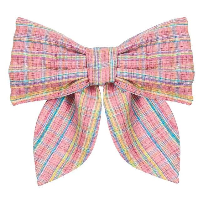 Barrette Nœud Gilla Carreaux | Rose
