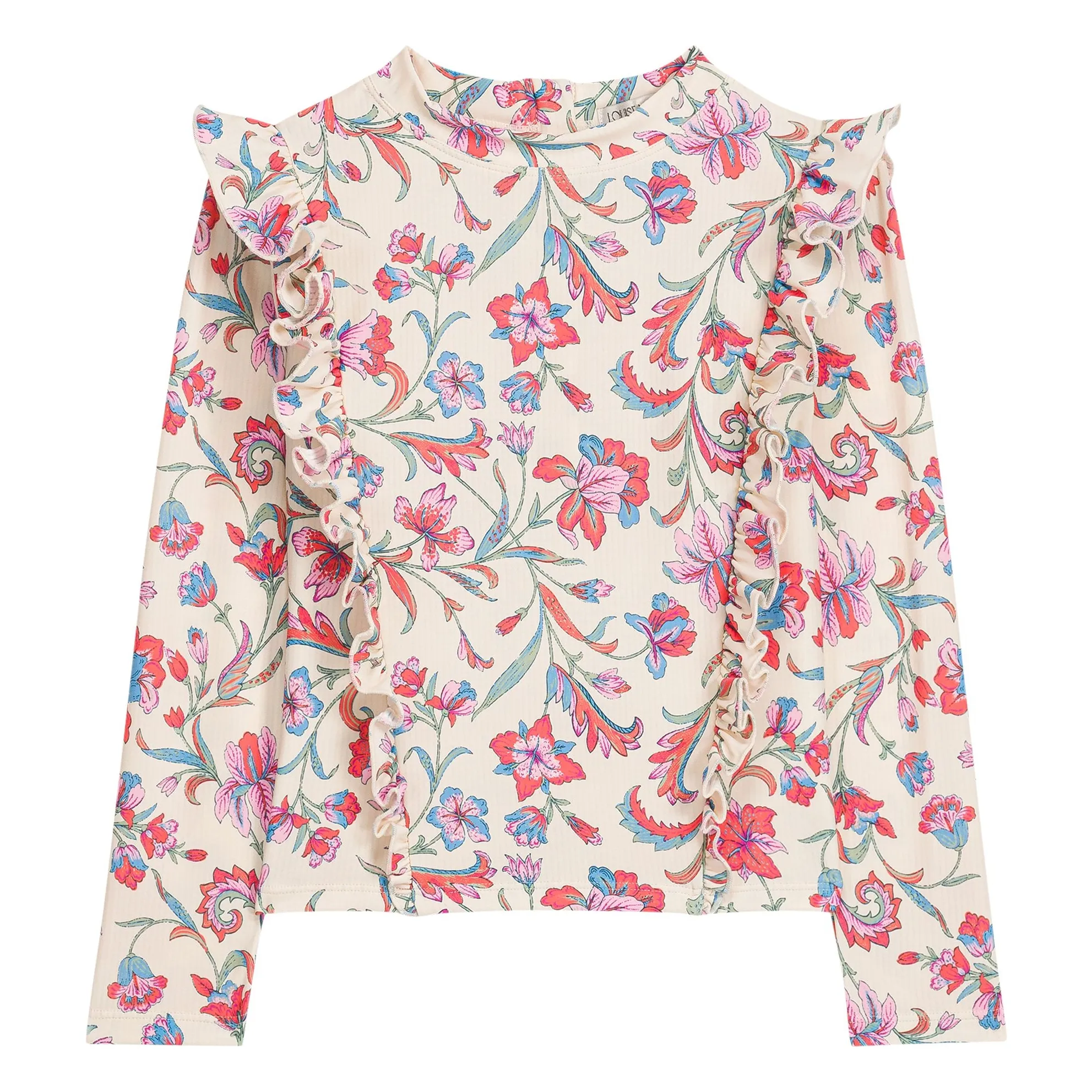 Maillot de Bain Manches Longues Yanika Fleuri Fibres Recyclées | Crème- Image produit n°7