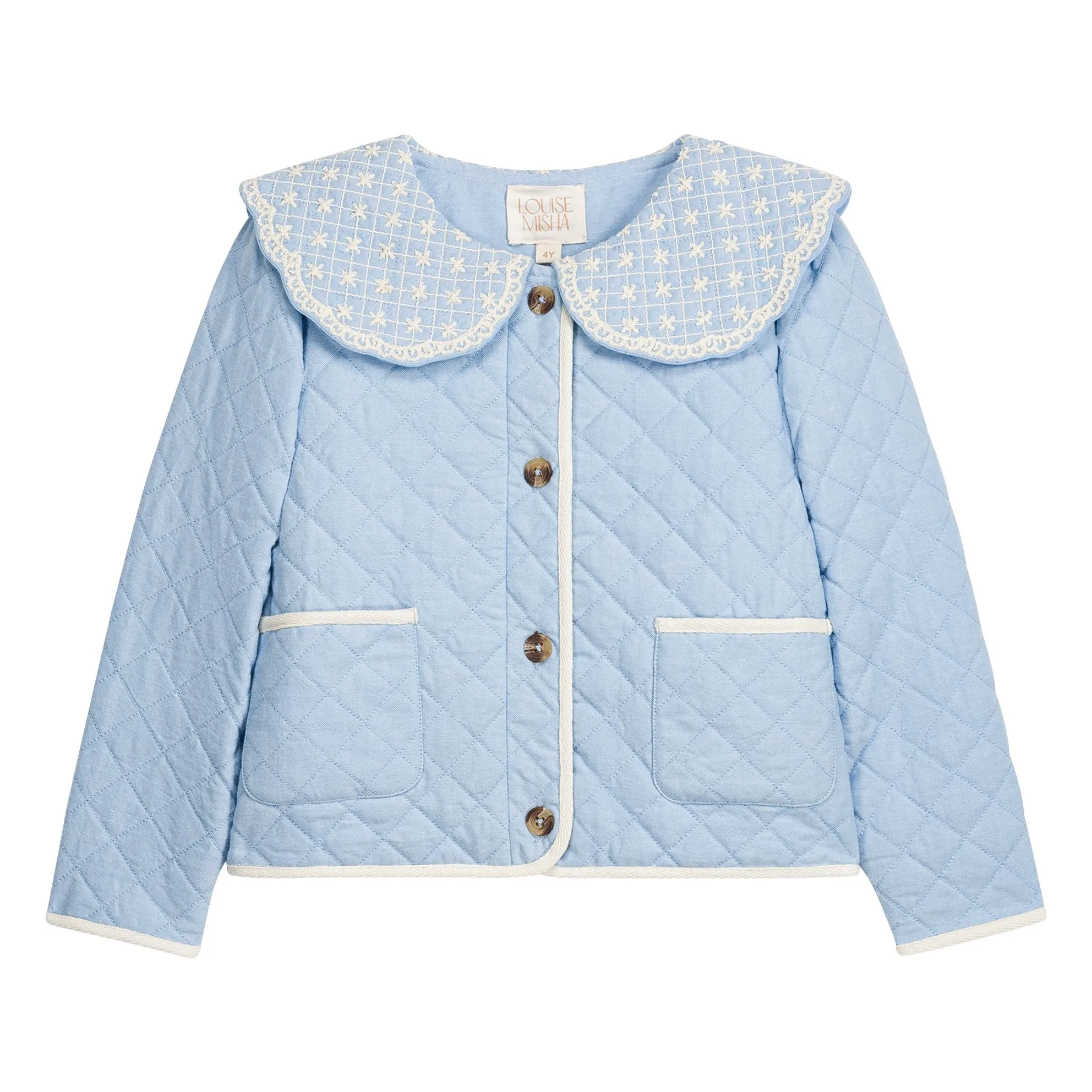 Louise Misha Blue Augustina Organic Cotton Quilted Jacket