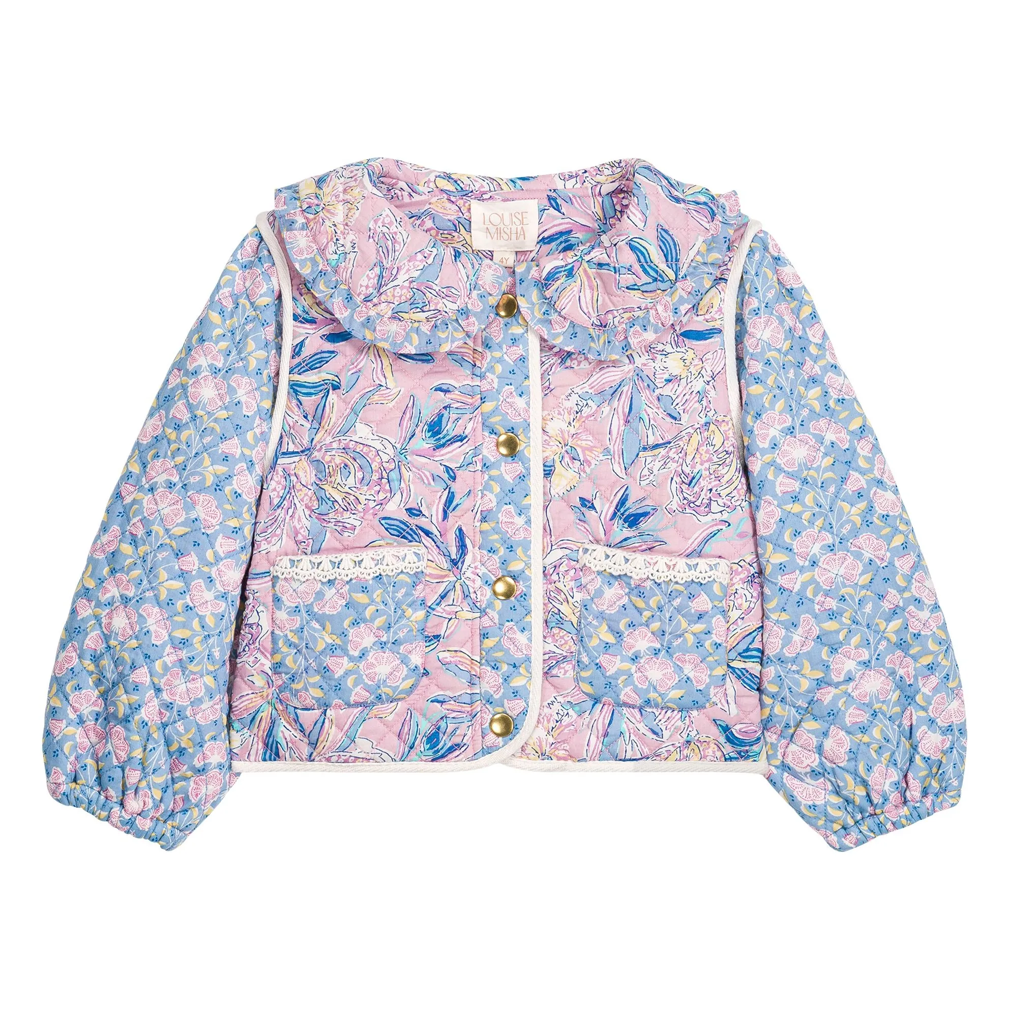 Louise Misha Blue Joulia Fleurie Organic Cotton Quilted Jacket