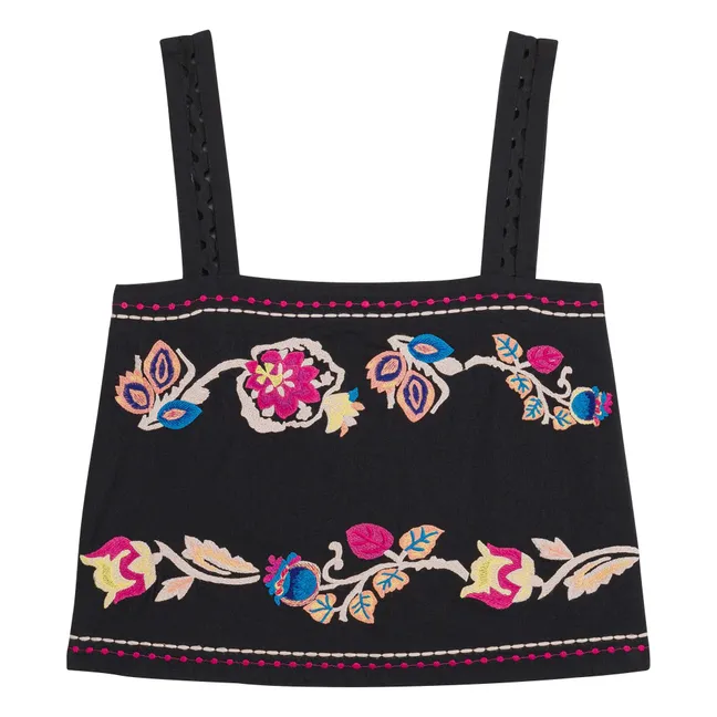 Phaedra Top de algodón orgánico | Negro