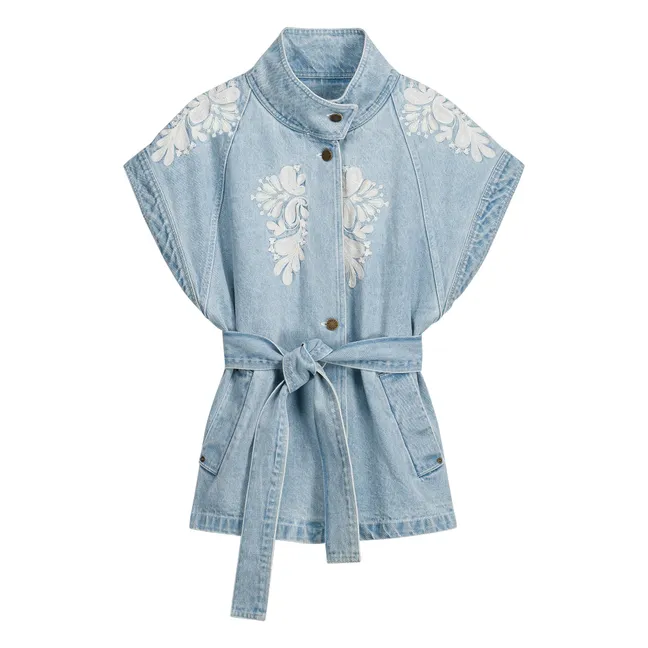 Katja Cotton Sleeveless Jacket | Blue