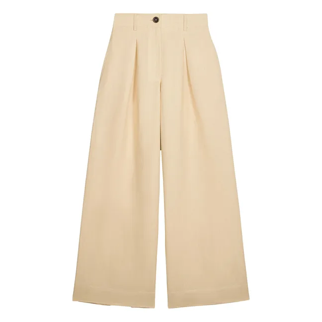 Pantaloni Federica in lino e cotone | Avorio