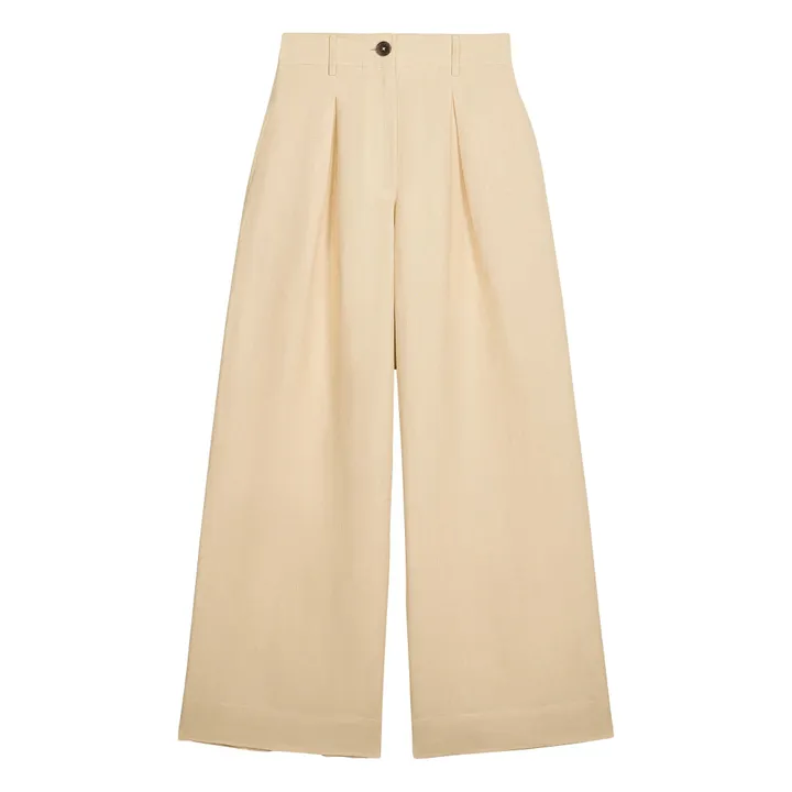 Pantalones Federica de lino y algodón | Marfil- Imagen del producto n°0