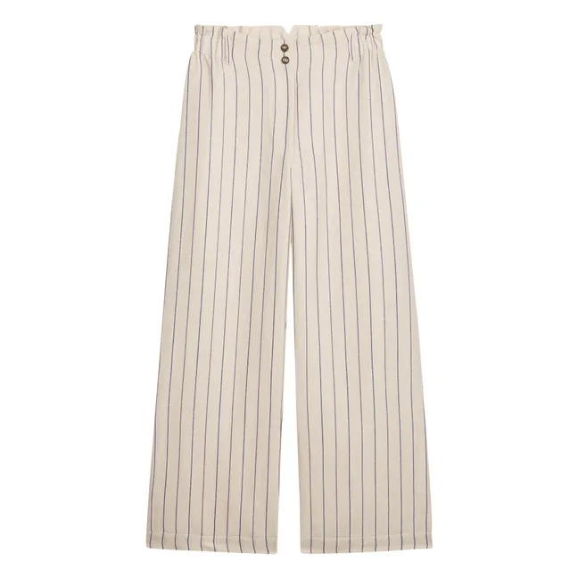 Abuela Stripes Linen and Cotton Pants | Cream