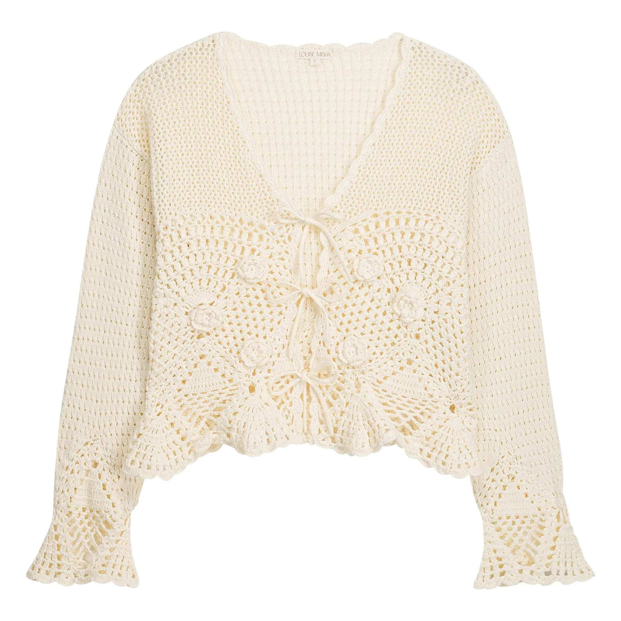 Louise Misha Cream Molya Cotton Cardigan