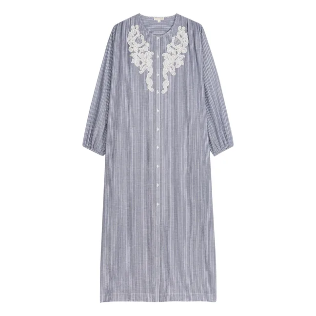 Kleid Streifen Flavie Bio-Baumwolle | Blau