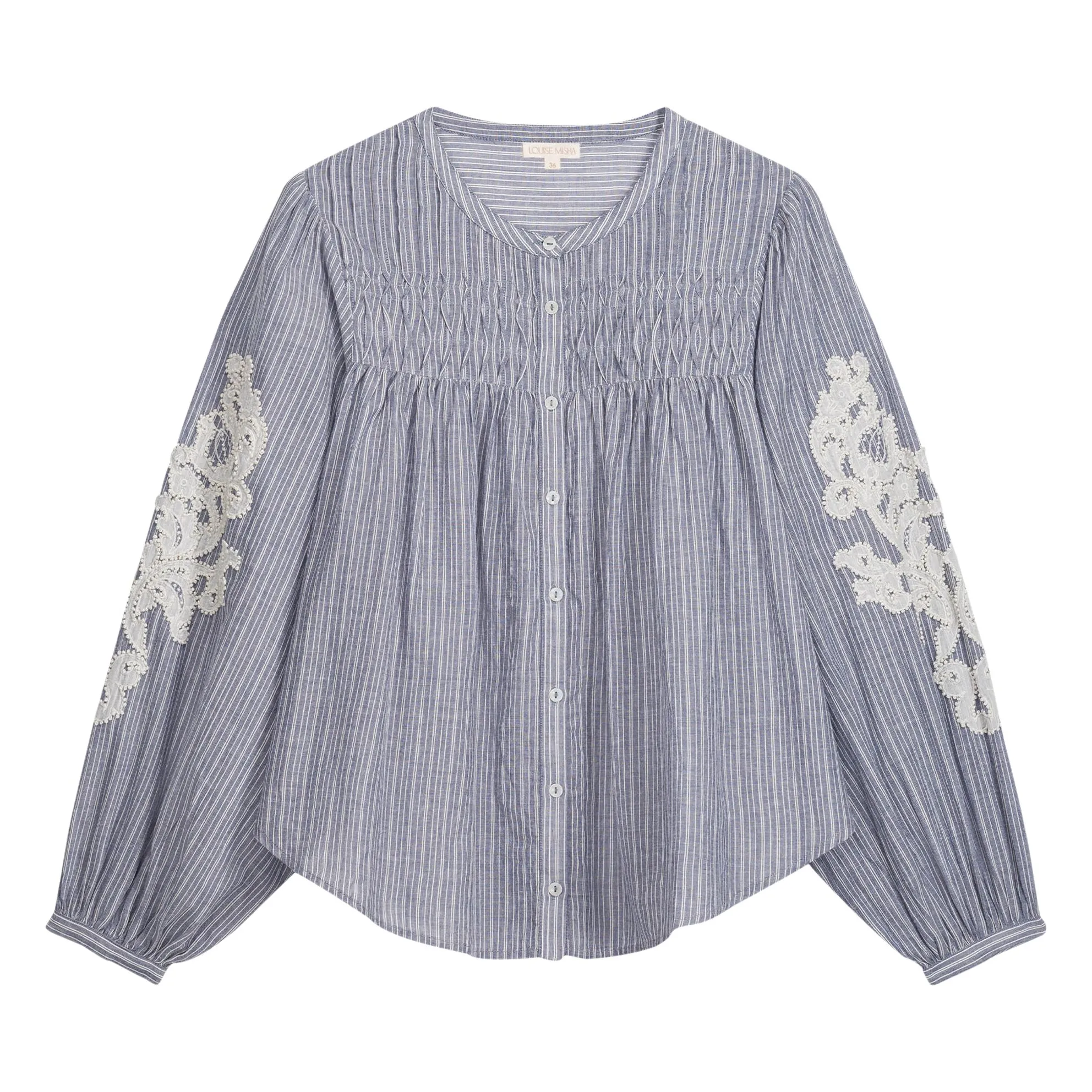 Louise Misha Blue Jally Stripes Organic Cotton Blouse