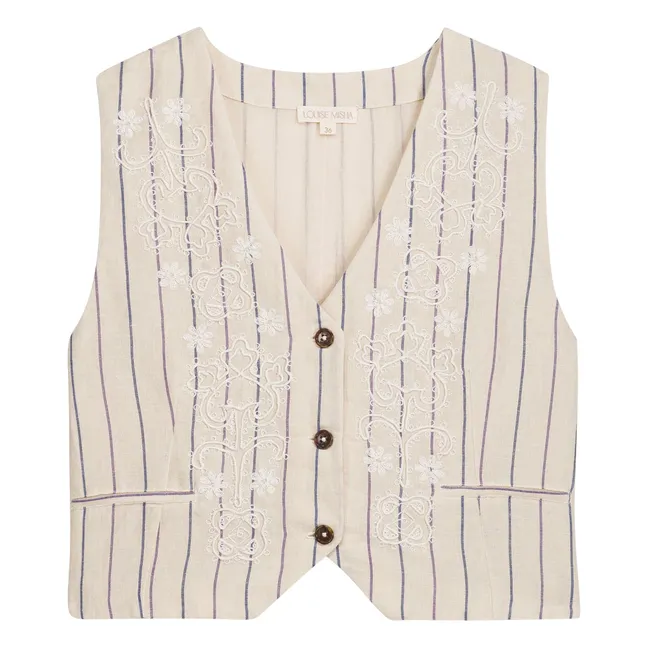 Franckie Stripes Linen and Cotton Vest | Cream