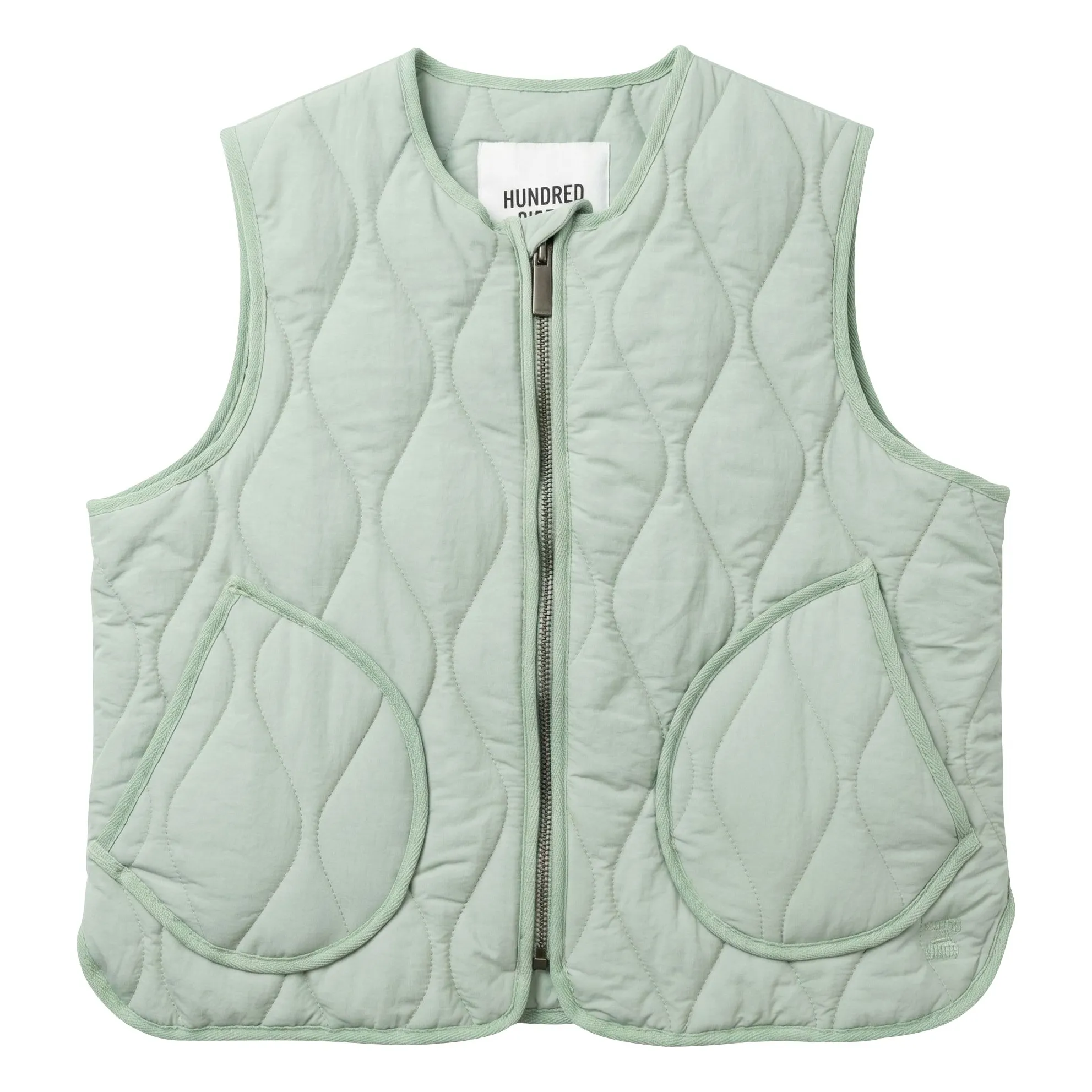 Hundred Pieces Sage Glee Quilted Sleeveless Jacket
