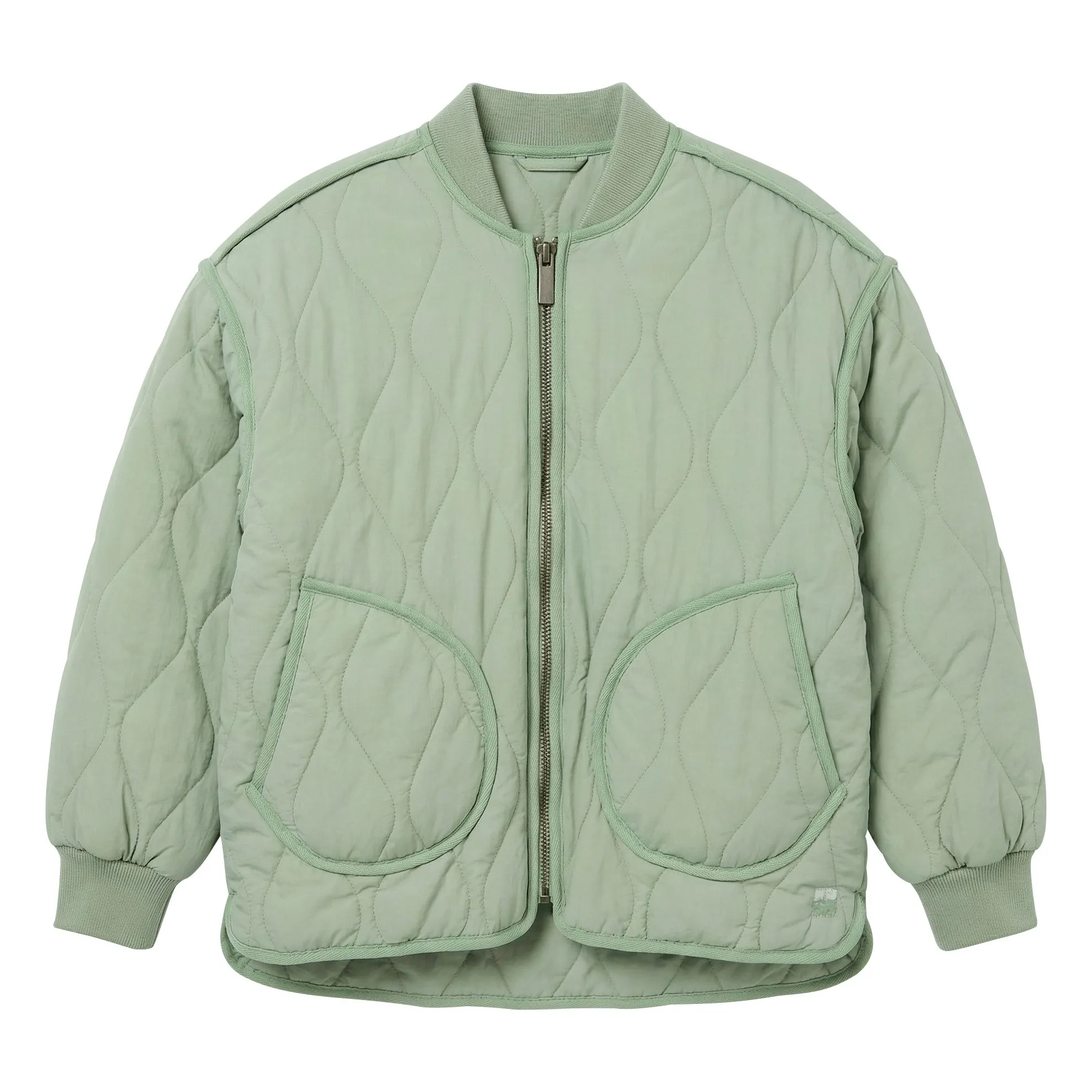 Hundred Pieces Sage Fuzzy Quilted Bomber