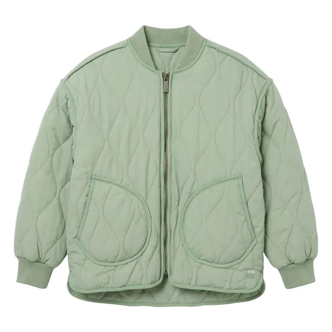 Fuzzy Quilted Bomber | Sage