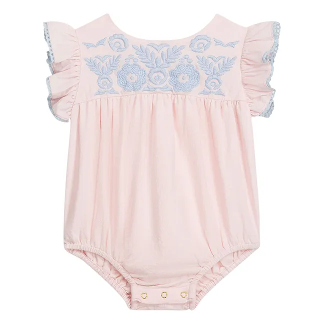 Nusha organic cotton ruffled romper | Pink