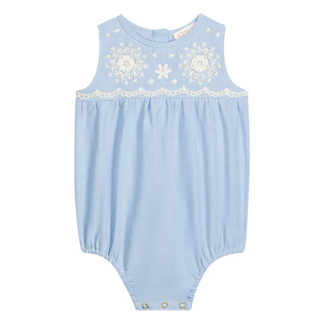 Barboteuse Nushan Coton Bio | Bleu