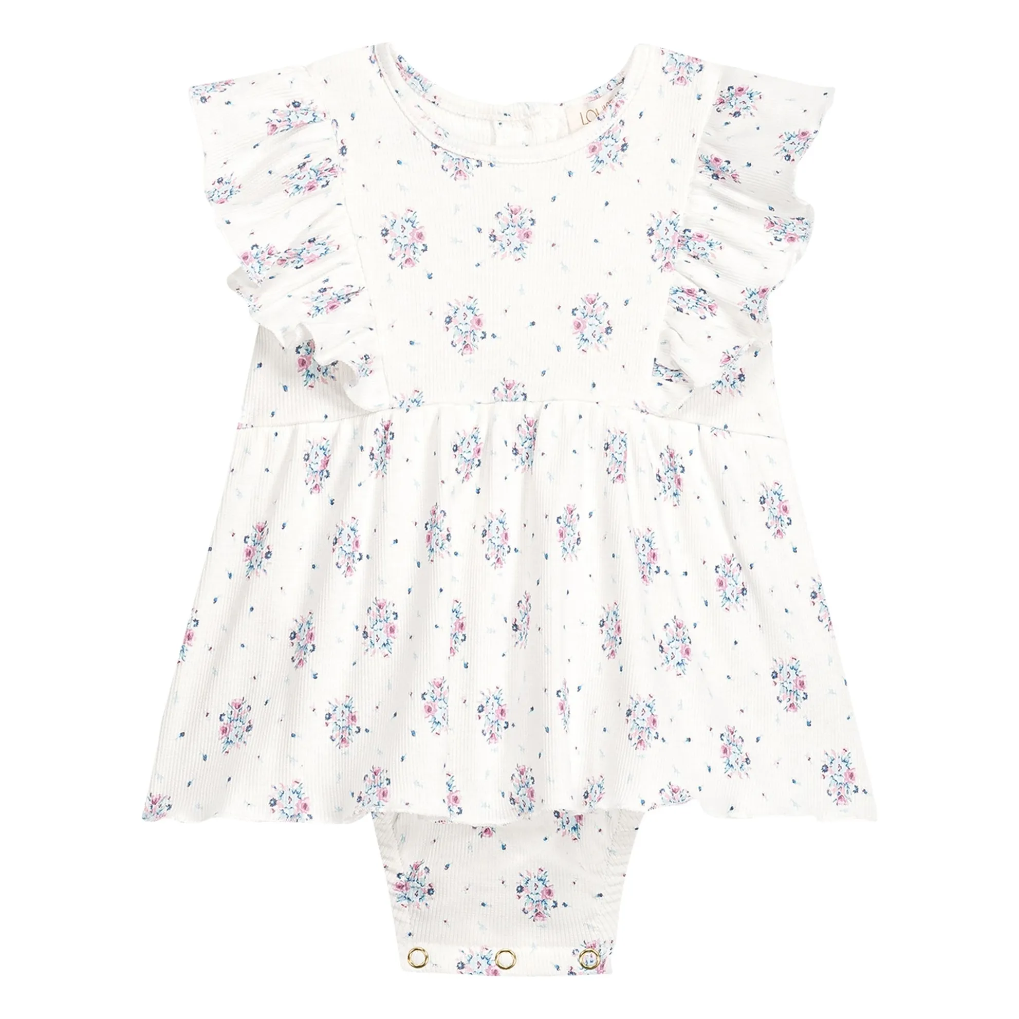 Louise Misha Cream Lena Fleurie Ribbed Romper Dress