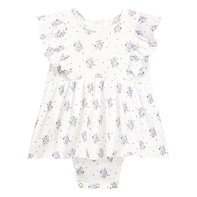 Vestido Lena Floral de canalé | Crema