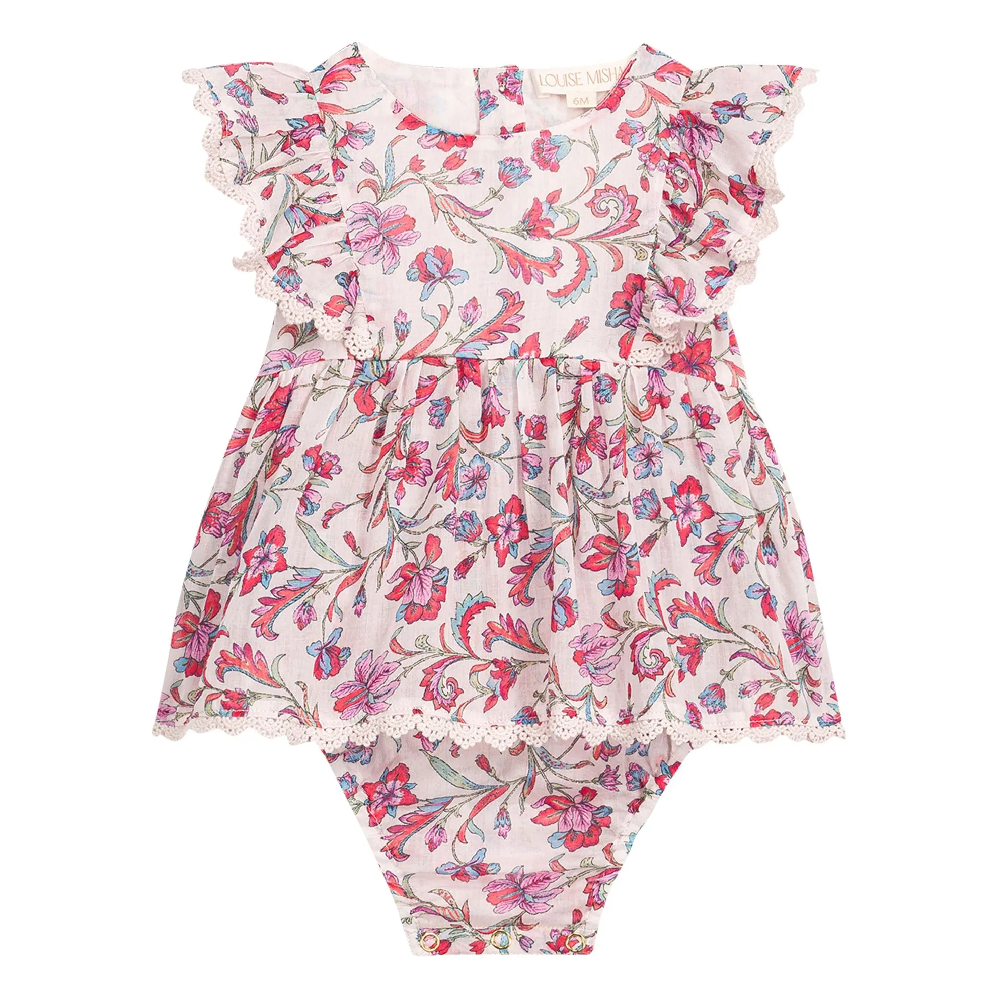 Louise Misha Cream Lena Fleurie Organic Cotton Romper Dress