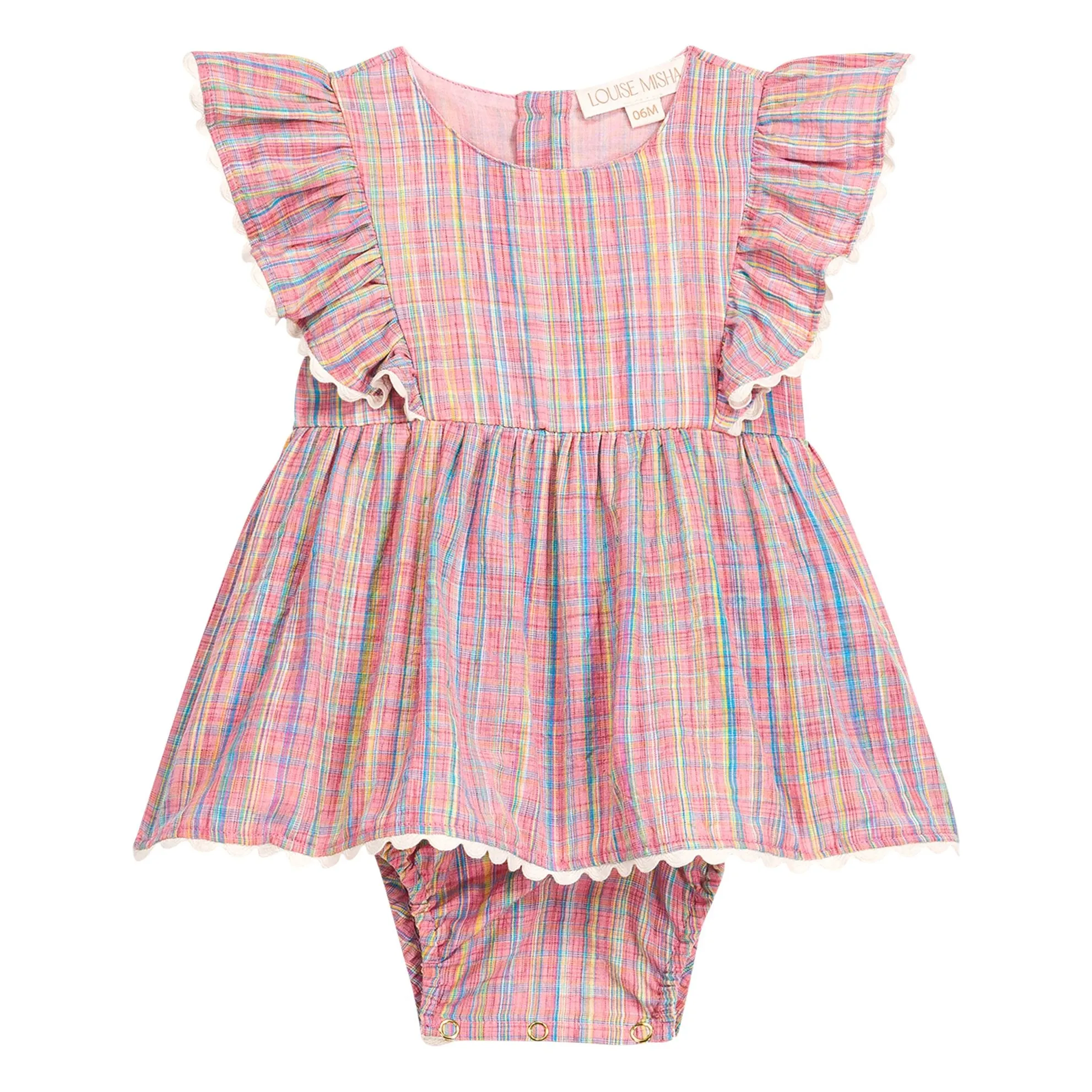 Louise Misha Pink Lena Carreaux Romper Dress