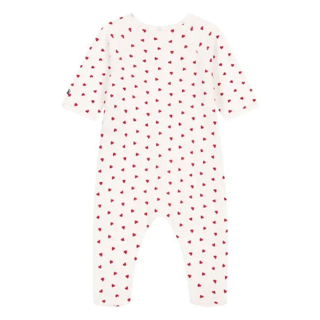 Pyjama Dors Bien Cœurs Velours Coton Bio | Blanc