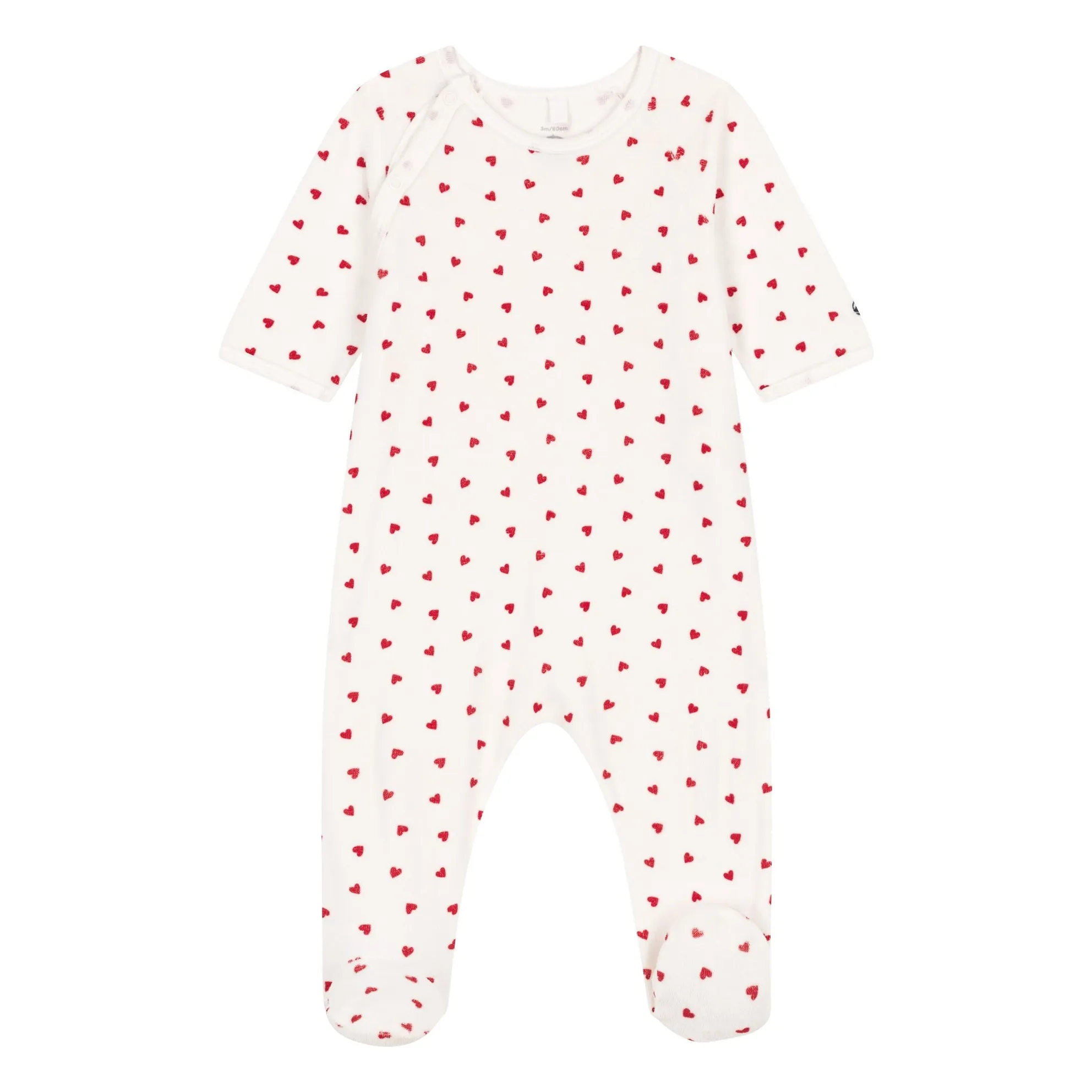 Petit Bateau White Pyjamas Dors Bien Cœurs Velours Coton Bio