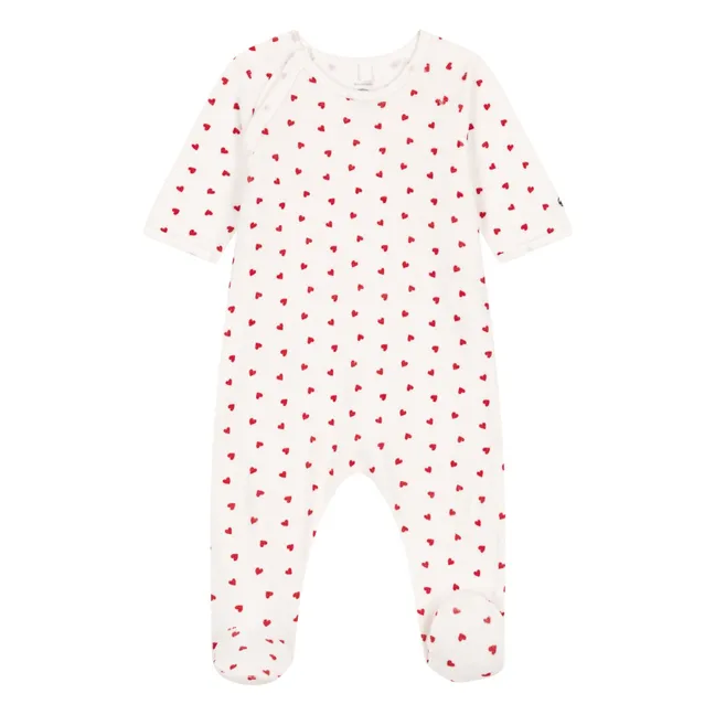 Pyjamas Dors Bien Cœurs Velours Coton Bio | White