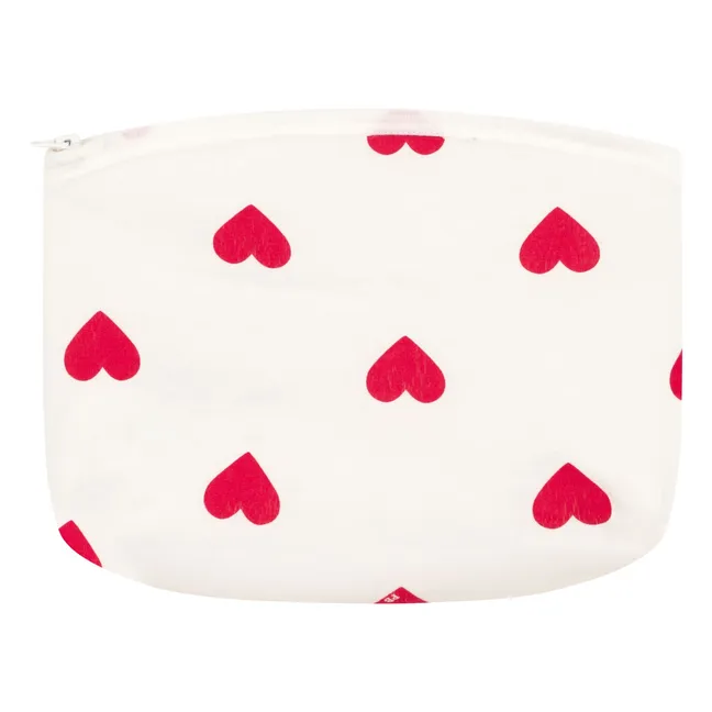 Organic Cotton Hearts Pencil Case | White