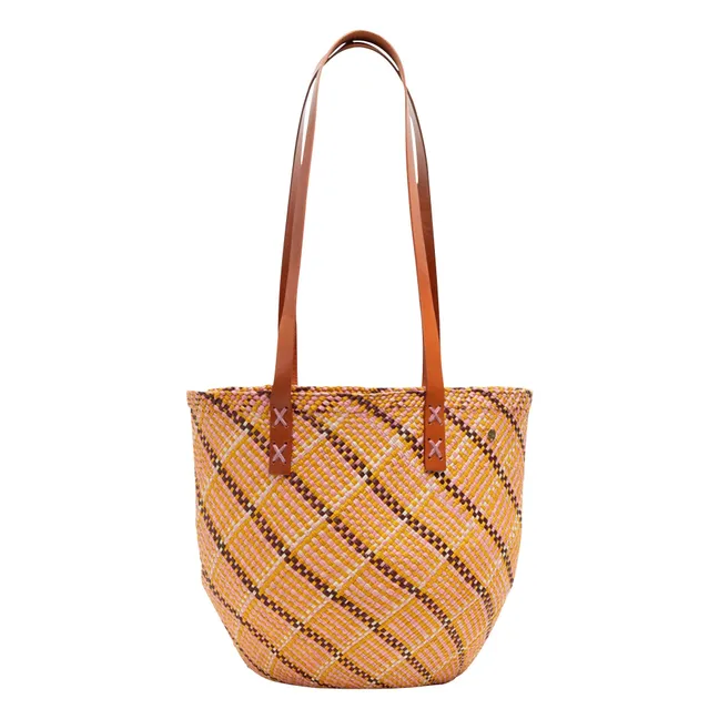 Cabas Canasto Anse Cuir | Abricot