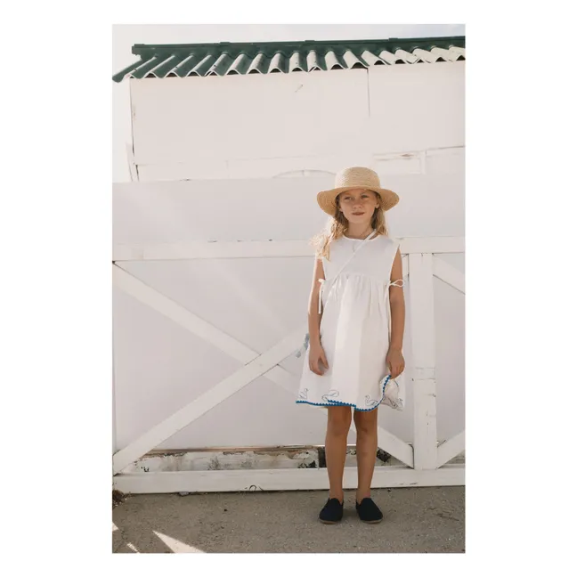 Kleid Schwäne Leinen | Weiß