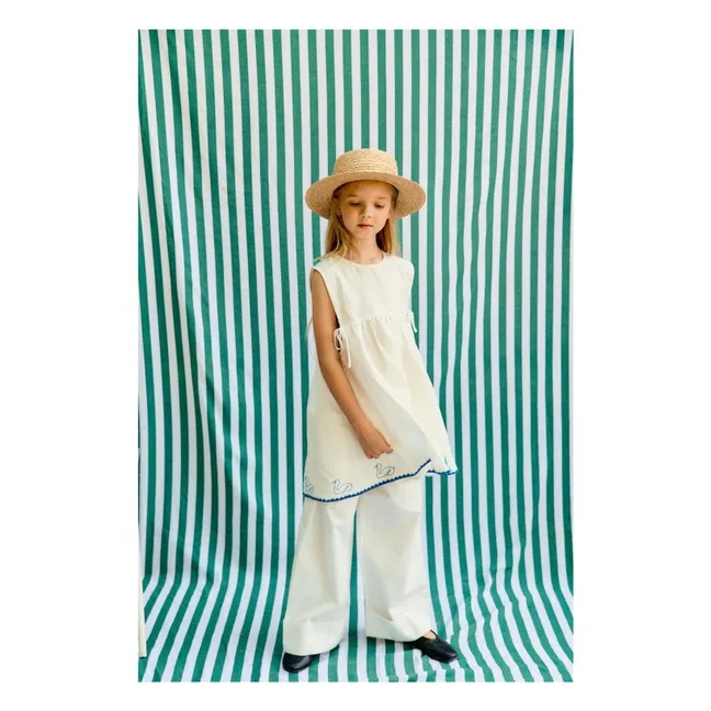 Kleid Schwäne Leinen | Weiß