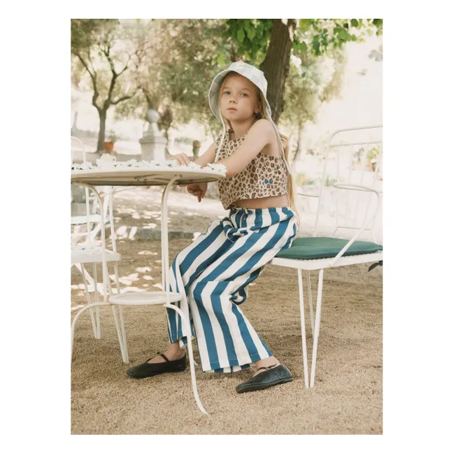 Pantaloni a righe in lino | Blu