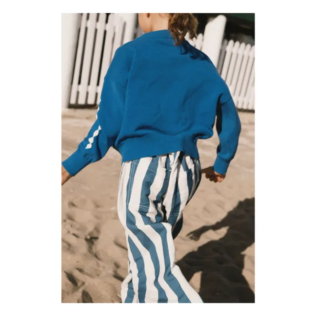 Pantalones de rayas de lino | Azul