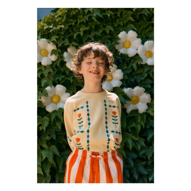 Sweat Tiny Fleurs Coton Bio | Jaune pâle