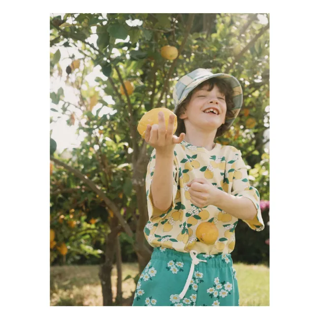 T-shirt Côtelé Oranges Coton Bio | Jaune pâle