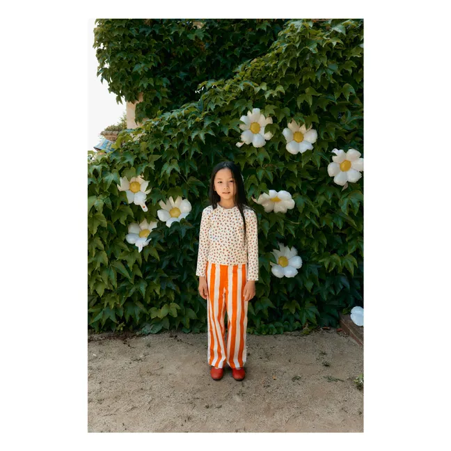 Ribbed Vest Roses Organic Cotton | White