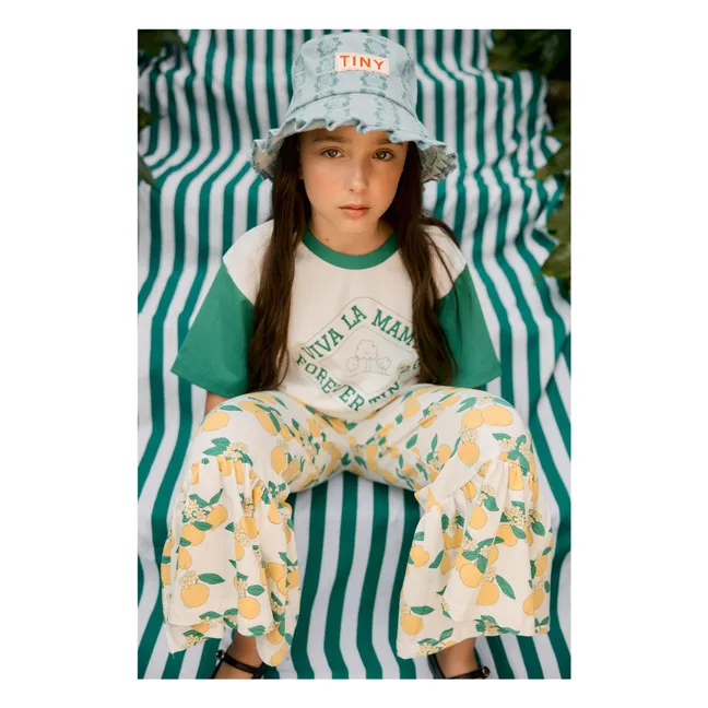 Pantalon Volants Oranges Coton Bio | Blanc