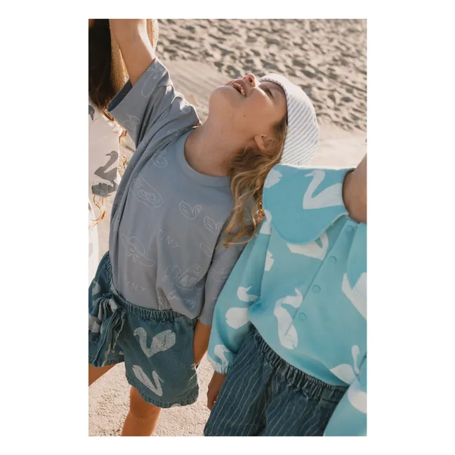 T-shirt Cygnes Tiny Coton Bio | Bleu gris